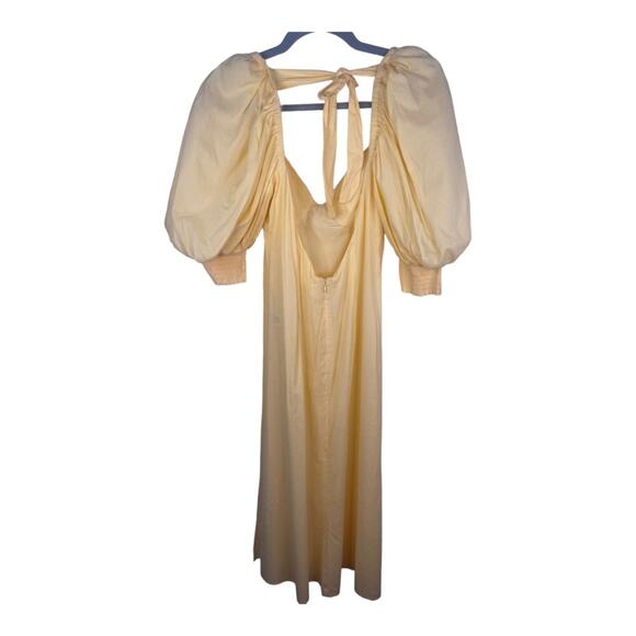 LPA Dress Romantic Milkmaid Cottagecore Puff Sleeve Midi Bow Ribbon Coquette S - Picture 2 of 9